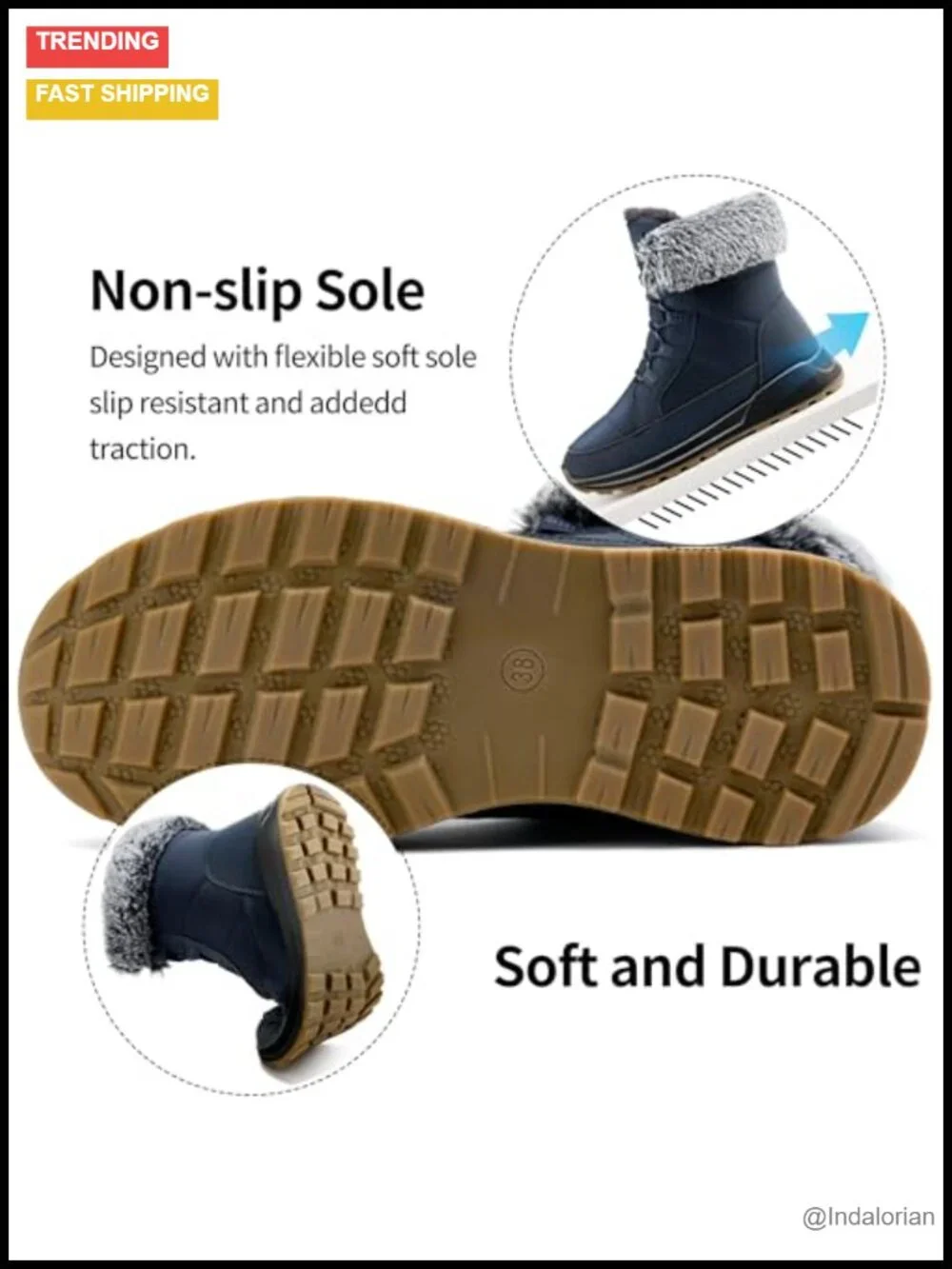 Women's Snow Boots with Faux Fur Lining and Memory Foam Insoles Waterproof